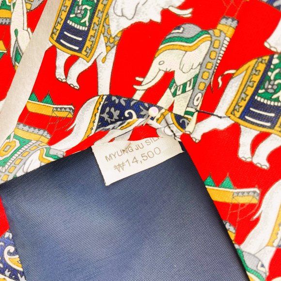 Rene Chagal Handmade Necktie Silk Circus Elephants Design L59" - Picture 13 of 14